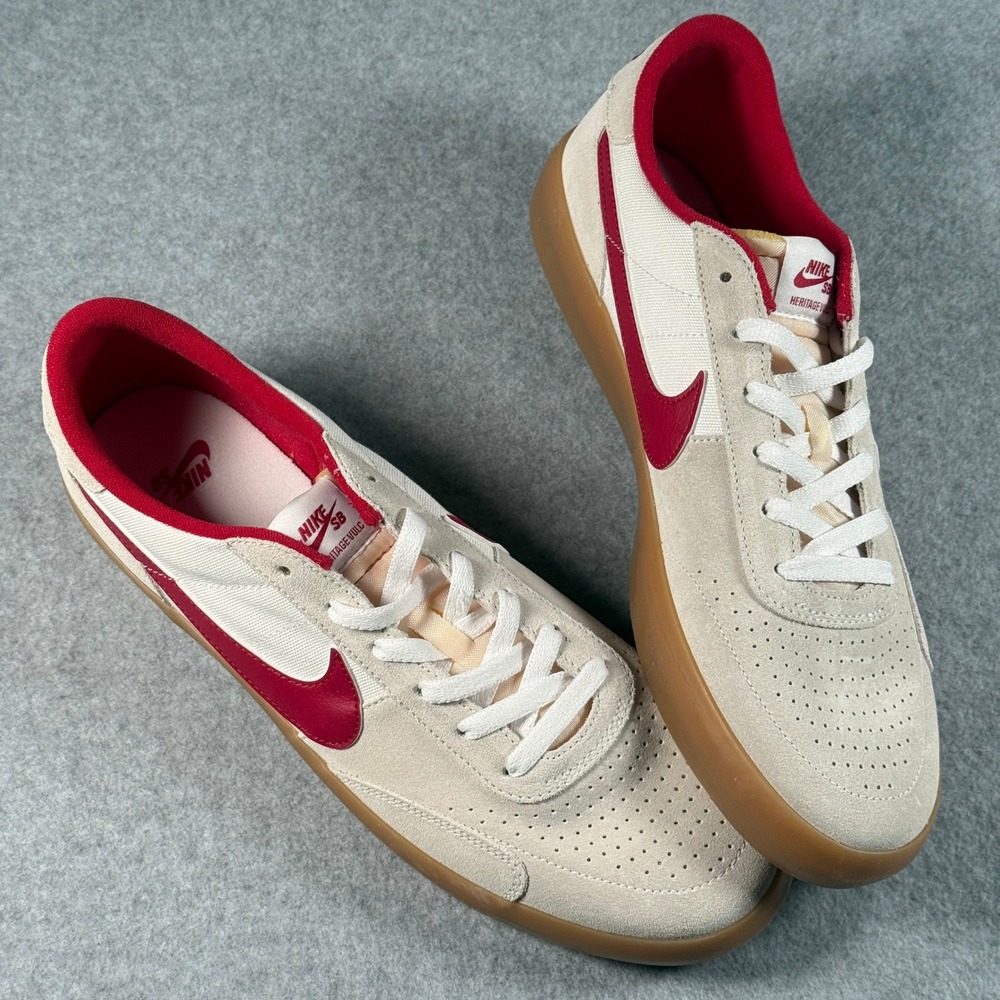 Nike SB Heritage Vulc Mens 11 CD5010-100 Summit White Cardinal Red Skate Shoe